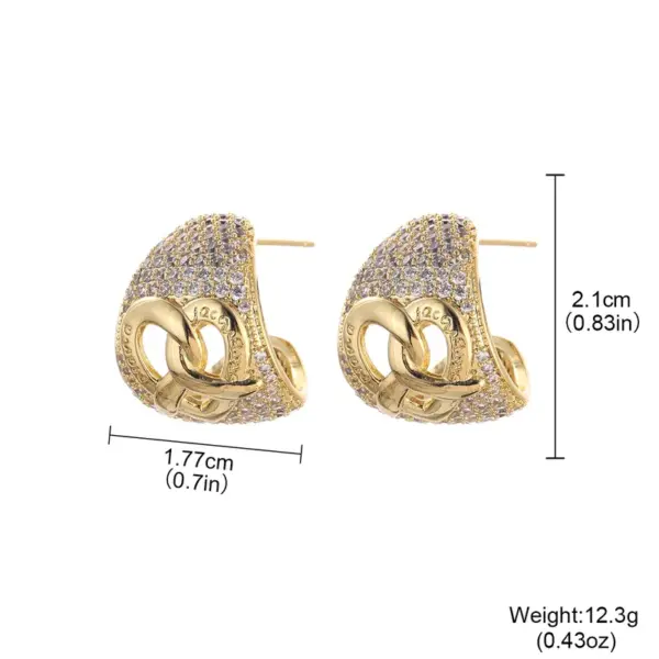 Wholesale Heart Shape Hypoallergenic Stud Earrings For Women With KC Golden Plated Copper And Zircon Inlay, Featuring UV Plating