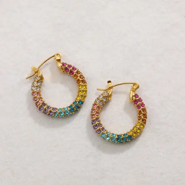 Wholesale PVD Coated Real Gold Plated 18K Gold Round 304 Stainless Steel Retro Waterproof Non Tarnish Earrings