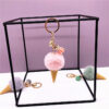 Wholesale Ice Cream Keychain Cute Bag Cartoon Plush Pendant Cone Car Key Chain Ring Fur Ball Creative Gift