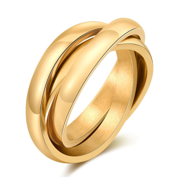 Wholesale selling ring stainless steel 3MM three ring three color ring lettering laser ring