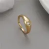 Wholesale Round Open Ring For Women In Copper With 14K Real Gold Electroplated Finish Featuring Zircon Inlay