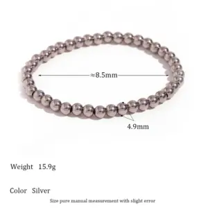 Elastic Bead Bracelet-Silver-5mm