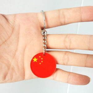 Round chinese flag keychain