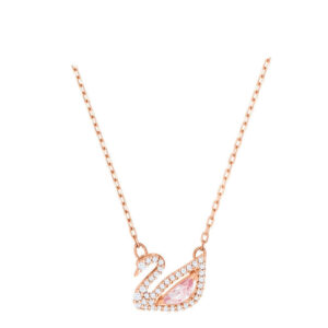 Pink diamond swan necklace