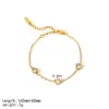 Wholesale Niche High-end Jewelry 18K Gold Plated 304 Stainless Steel Vacuum Electroplated Rhinestone Geometric Heart Zircon Waterproof Non-fading Bracelet For Women