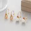 Wholesale Geometric Ear Hook Earrings For Women Featuring Copper Material With Artificial Pearl Inlay