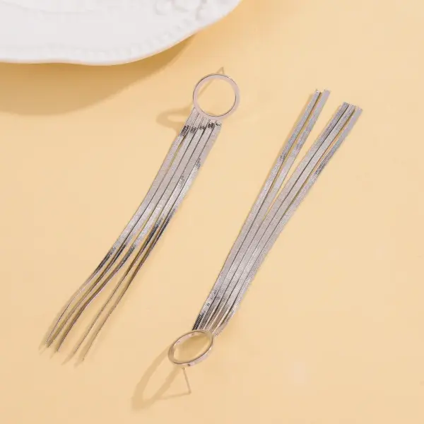 Wholesale Geometric Tassel Drop Earrings For Women In White K Plated Copper With UV Plating And 0.03µm Thickness