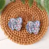 Wholesale Retro White Heart Shape Drop Earrings For Women Featuring Wood Material With Print Design