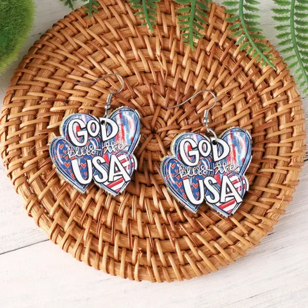 Wholesale Retro White Heart Shape Drop Earrings For Women Featuring Wood Material With Print Design