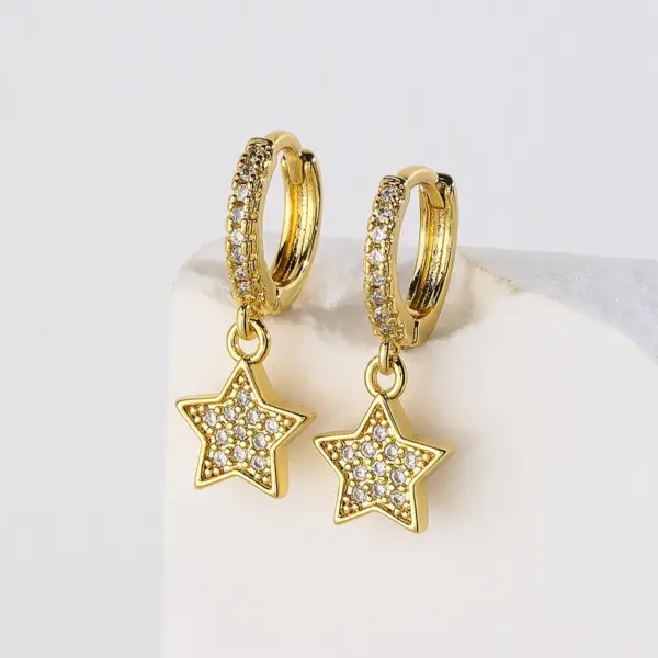 Wholesale Sweet Star Copper Drop Earrings