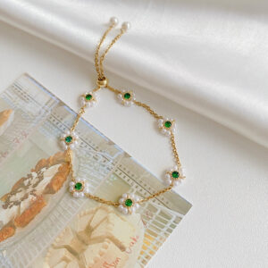 S145 gold-green diamond flower bracelet
