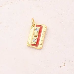 White Zircon Tape Pendant (Gold) / 15 X11mm (Aperture: 3mm) / 1 Pc/Package