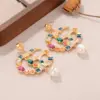 Wholesale Hypoallergenic Letter Drop Earrings For Women In Copper With KC Golden Plated UV Plating And Rhinestone Inlay