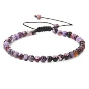 4mm Purple Fire Agate Braided Bracelet / Stretch