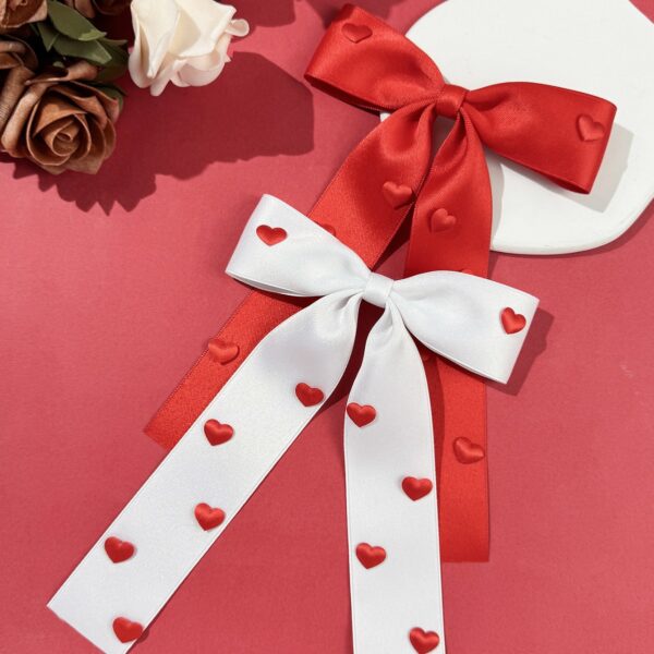 oly-97780f6d8359834f82e88861391a0462 Wholesale Valentine's Day Red Love Bow Ribbon Hair Clip Sweet Girl Cute Back Head Clip Fashion Hair Accessories