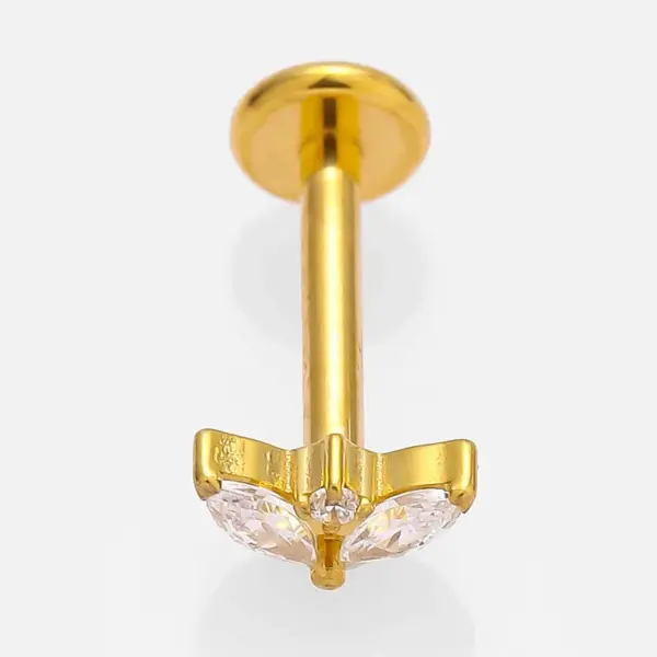 Wholesale 1 Piece Lip Rings Simple Style Commute Crown Butterfly Titanium Steel Inlay Zircon 18K Gold Plated Ear Cartilage Rings & Studs