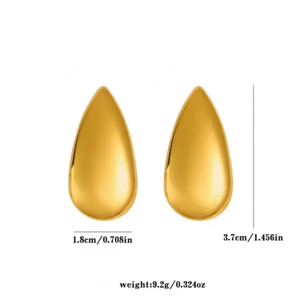 Wholesale 302 Stainless Steel Geometric Water Droplets Electroplated Golden Plated IG Style Casual Elegant Ear Studs