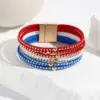 oly-977c63bb19ce617bc67a9a4385fcfcec Wholesale Ethnic Style Classic Style Circle American Flag Pu Leather Plating Women's Bangle