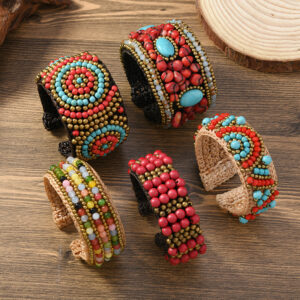 Wholesale Heavy Woven Ethnic Style Natural Stone Bracelet Bohemian Retro Exoticism Women's Personalized Xizang Bracelet Accessories