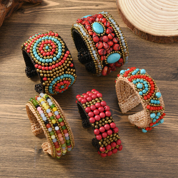 oly-9780676fbe5fb1938d08d13e7b444c8a Wholesale Heavy Woven Ethnic Style Natural Stone Bracelet Bohemian Retro Exoticism Women's Personalized Xizang Bracelet Accessories