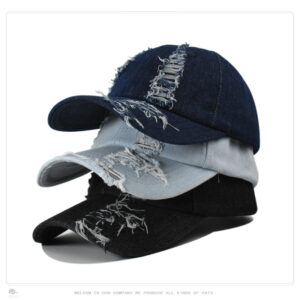 Wholesale Cross-Border Hat Women's Washed Denim Personalized Fashionable Hole Men's Baseball Cap Outdoor Sun Hat Sun Protection Peaked Cap