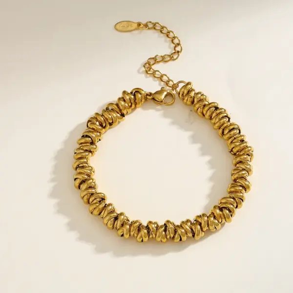 Wholesale PVD Coated Real Gold Plated 18K Gold Irregular Geometric 304 Stainless Steel Elegant Cute Romantic Waterproof Non Tarnish 304 Stainless Steel Lobster Trigger Clasp Closure Bracelets