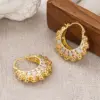 Wholesale Three-dimensional Geometric Earrings For Women In Copper With KC Golden Plated Water Plating And 0.03µm Coating Thickness