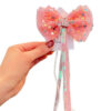 Wholesale Spring Princess Style Sweet Ribbon Sequin Bow Hairpin Top Clip Crown Children's Baby Girl Hair Accessories Duckbill Clip