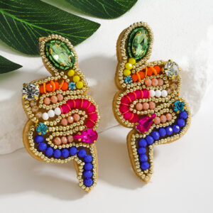 oly-97c4a673cf7f46e98028492414f47237 Wholesale Cross-Border European and American Hot-Selling Earrings, New Snake-Shaped Earrings, Handmade Rice Beads, Personalized Fashionable Colorful Pearl Earrings, Dropshipping