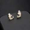 Wholesale Geometric Stud Earrings With 925 Sterling Silver Posts, Copper Base Electroplated And 14K Real Gold Plated Featuring Zircon Inlay