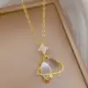 Wholesale Ice Cream Necklace For Sibling Suit, Waterproof 304 Stainless Steel With 14K Gold Plated UV Coating And Artificial Gemstones