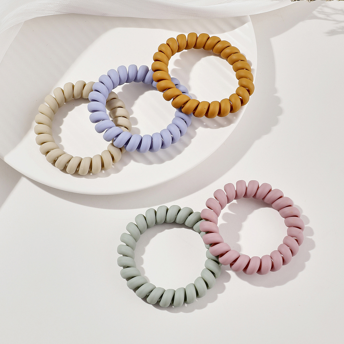 Wholesale European and American cross-border frosted telephone line hair band Internet celebrity rubber band high elastic simple hair rope high-grade