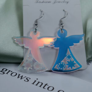 oly-97e85f5a414d5d3e3806ca9fe56a9ea3 Wholesale Cross Border Holiday Gifts Colorful Iridescent Acrylic Earrings Earrings Christmas Valentine's Day Angel Lady Gifts