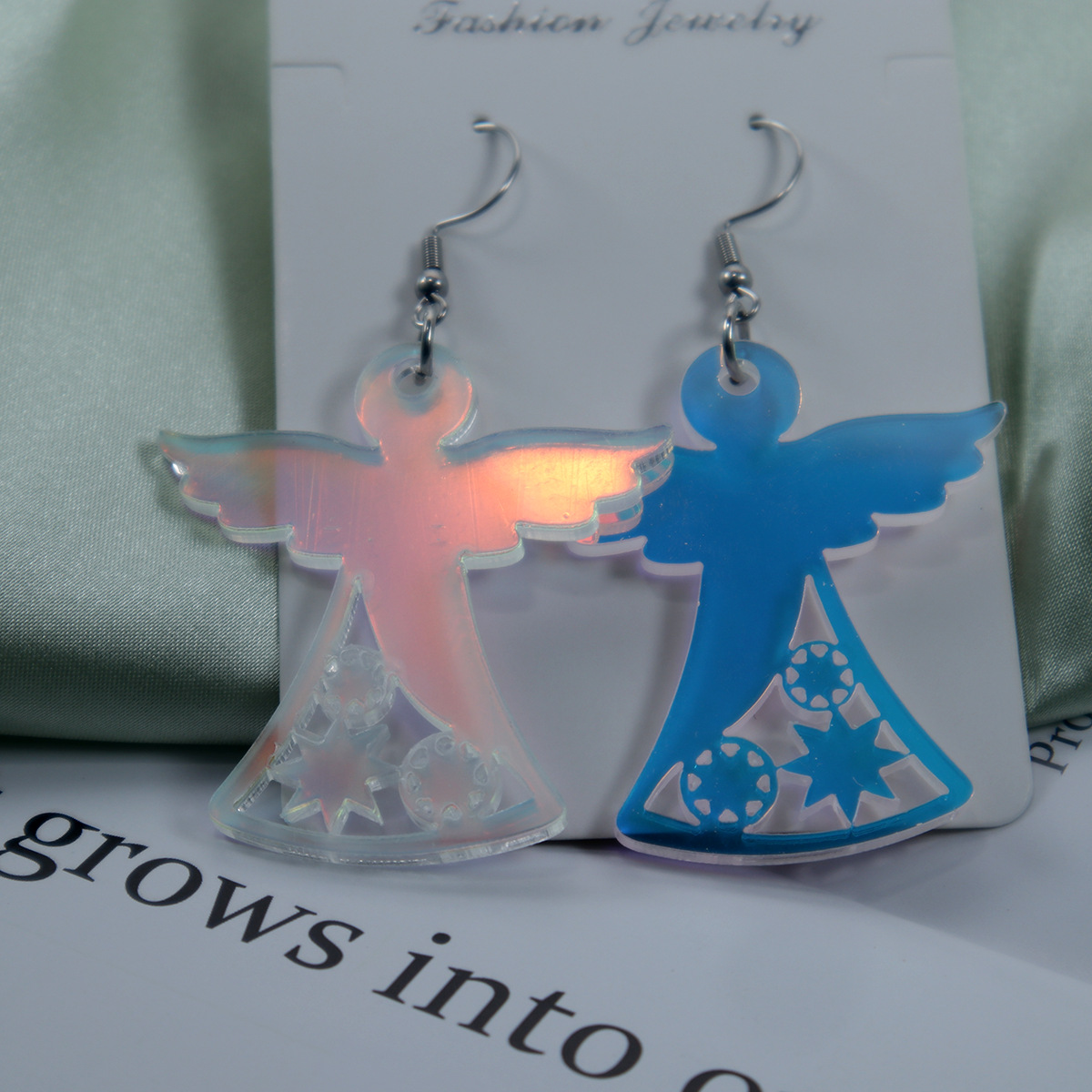 Wholesale Cross Border Holiday Gifts Colorful Iridescent Acrylic Earrings Earrings Christmas Valentine's Day Angel Lady Gifts