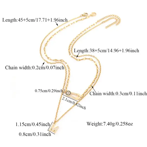 Wholesale Jewelry Simple Style Classic Style Letter Eye 201 Stainless Steel Copper Zircon Lip Chain Cable Chain Pendant Necklace
