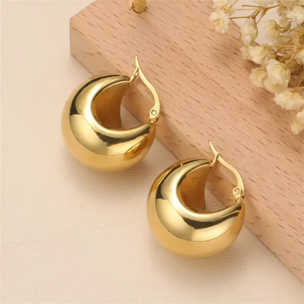Wholesale PVD Coated 18K Gold Plated Solid Color 304 Stainless Steel Retro Simple Style Classic Style Waterproof Non Tarnish Earrings