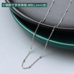 P873-⑥ thin steel cross bead chain 40 5cm