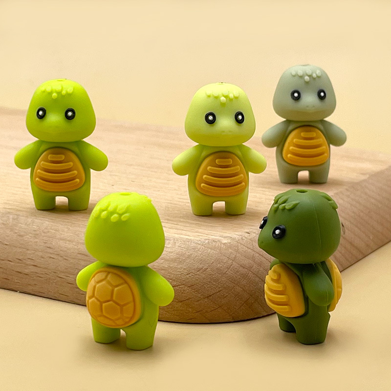 Wholesale Cross-border hot food grade 3D three-dimensional silicone molar gum beads beaded pen turtle loose beads jewelry