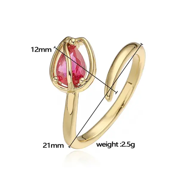 Wholesale Jewelry Elegant Luxurious Shiny Rose Flower Tulips Copper Zircon 18K Gold Plated Plating Inlay Cable Chain Jewelry Set