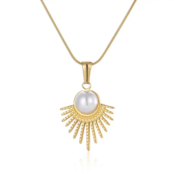 Wholesale Real Gold Plated Solid Color 304 Stainless Steel Cute Romantic Waterproof Non Tarnish 304 Stainless Steel Lobster Trigger Clasp Closure Pendant Necklace