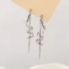 Wholesale Spiral Ear Line Earrings For Women With Copper And Zircon Inlay, Featuring 925 Sterling Silver Ear Pins In Gold