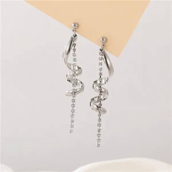 Wholesale Spiral Ear Line Earrings For Women With Copper And Zircon Inlay, Featuring 925 Sterling Silver Ear Pins In Gold