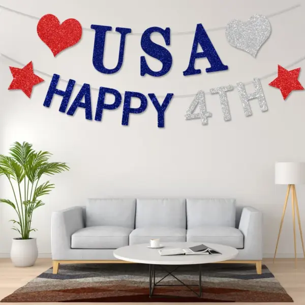Wholesale Happy Halloween Independence Day Hanging Banner Decoration Scene Props Party Supplies American Flag Bunting Streamers Event Celebration Decoration