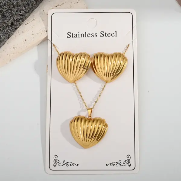 oly-98152c64fc6fa323237f323a7f8f87a3 Wholesale Electroplating Golden Plated Starfish Red Heart Flower 304 Stainless Steel Casual Elegant Handmade Polishing Plating Jewelry Set