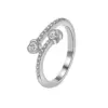Wholesale Sweet Heart Shape Copper Plating Inlay Artificial Gemstones Open Rings