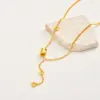 Wholesale Women's Jewelry Copper Material Geometric Design Cylinder Pendant Gold-Plated Imitation Gold Water-Plated Y-Shaped Necklace Gold