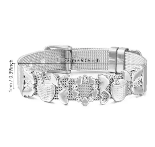 Wholesale 201 Stainless Steel Heart Shape Simple Style Bracelets