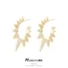 Wholesale Rhombus Earrings For Women Featuring 925 Sterling Silver Ear Pins, Copper Base With Electroplated Gold And Zircon Inlay