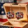 Wholesale Retro Rose Print Drop Earrings In White & Red Acrylic With 304 Stainless Steel Ear Pins For Women
