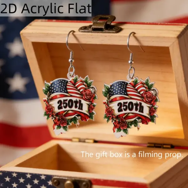 Wholesale Retro Rose Print Drop Earrings In White & Red Acrylic With 304 Stainless Steel Ear Pins For Women